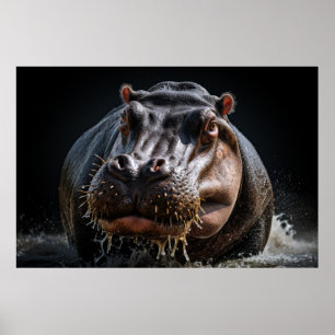 Póster Hipopótamo Retrato Animal Salvaje Naturaleza Belle
