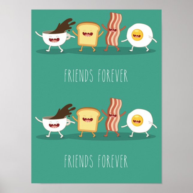 Póster Hipóster de comida, patrón, amigos para siempre, h (Frente)
