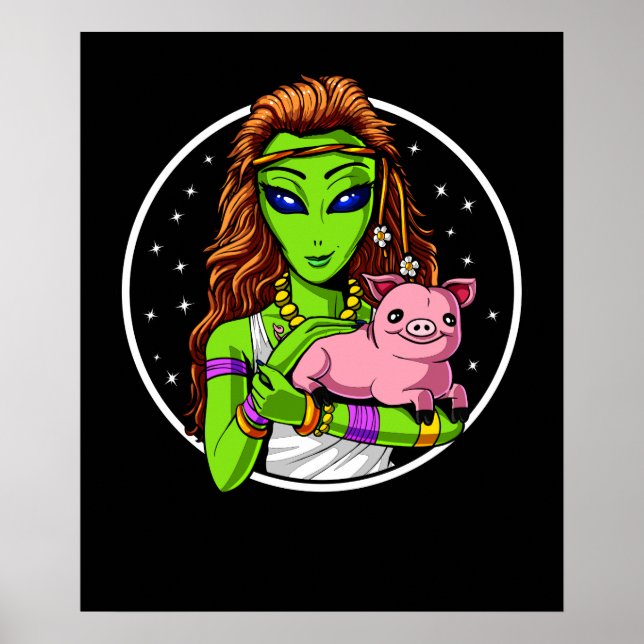 Póster Hippie Alien Vegan Chica (Frente)
