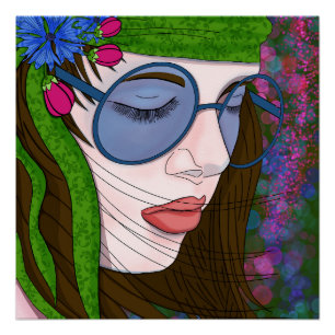 Póster Hippie Chica Lifestyle