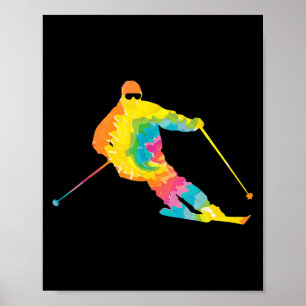 Póster Hippie de arcoiris trippy - Esquí de tinte