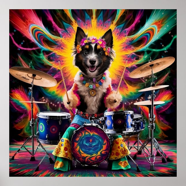 Póster Hippie de banda de rock latinista de Laekenois bel (Frente)