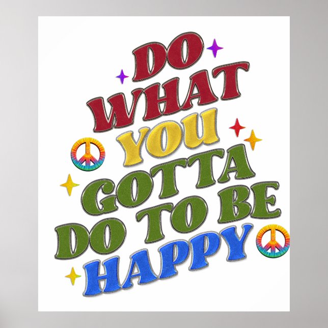 Póster Hippie de la Paz Feliz Ánimo Positividad  (Frente)