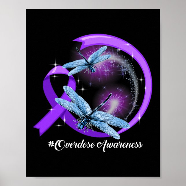 Póster Hippie Dragonfly Purple Ribbon Sobredosis (Frente)