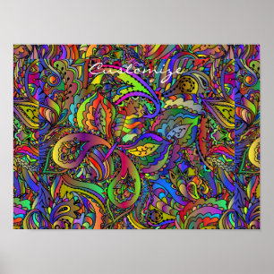 Póster Hippie Groovy Diseño Psicodélico Thunder_Cove