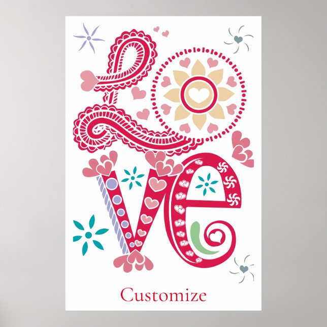 Póster Hippie Groovy Love Rótulo Thunder_Cove (Frente)