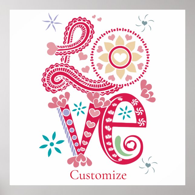 Póster Hippie Groovy Love Rótulo Thunder_Cove (Frente)