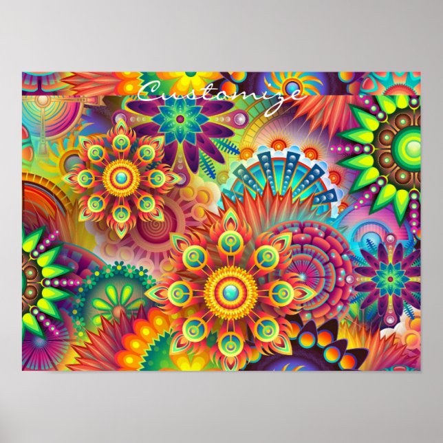Póster Hippie Groovy Techno Psychedelic Thunder_Cove (Frente)