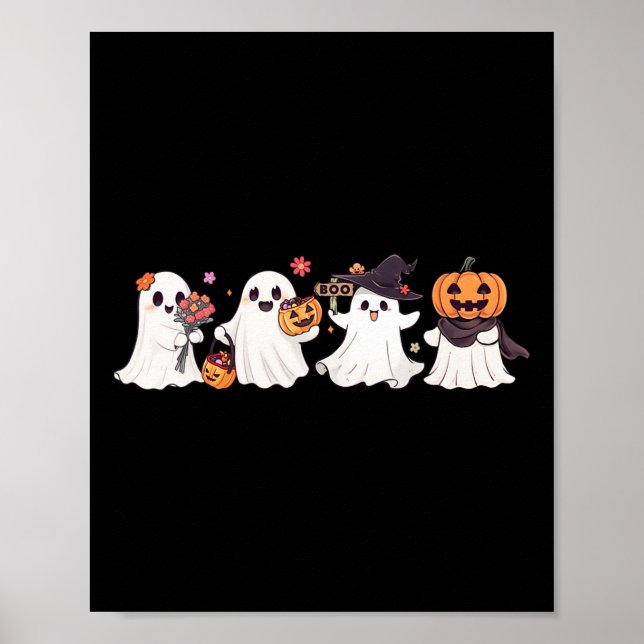 Póster Hippie Halloween Cute Ghost Boo Spooky Season Pump (Frente)