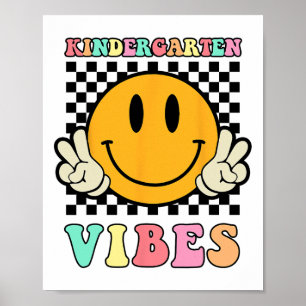 Póster Hippie Kindergarten Vibes Maestra Niños Primer Día