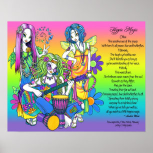 Póster Hippie Magic Rainbow Musical Fairies Poetista Post