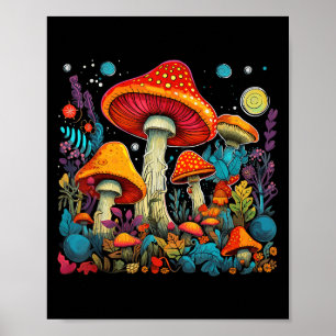 Póster Hippie Mushrooms Festival de Hongos Psicodélicos F