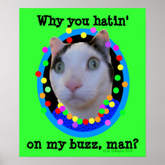 Póster Hippie Psychedeld Rainbow Buzz Cat