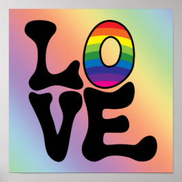 Póster Hippie Rainbow Love Text