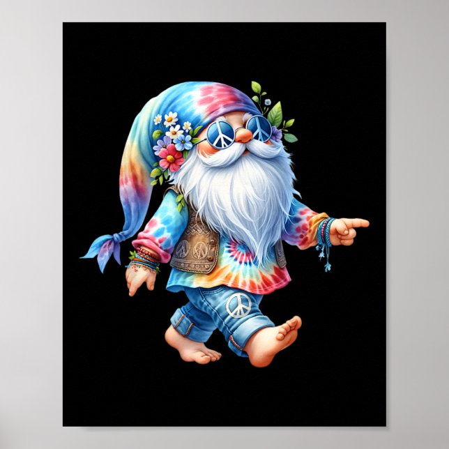 Póster Hippie Santa Graphic Para Mujeres Hombres Navidade (Frente)