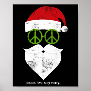 Póster Hippie Santa Groovy Navidades divertidos por la pa