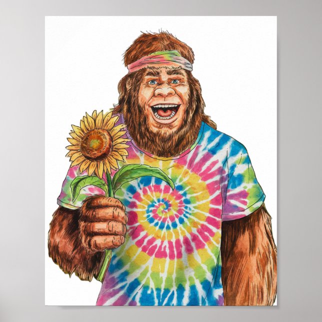 Póster Hippie Sasquatch Con Girasol (Frente)