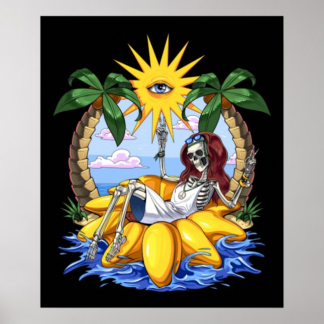 Póster Hippie Skeleton Summer (Frente)