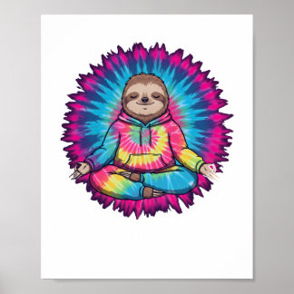Póster Hippie Sloth Peace Sign Tie-Dy