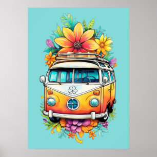 Póster Hippie Van