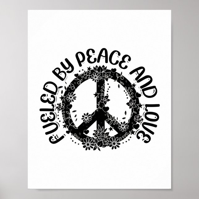 Póster Hippies Peace Love | Ideas de regalo Hippie 60 (Frente)