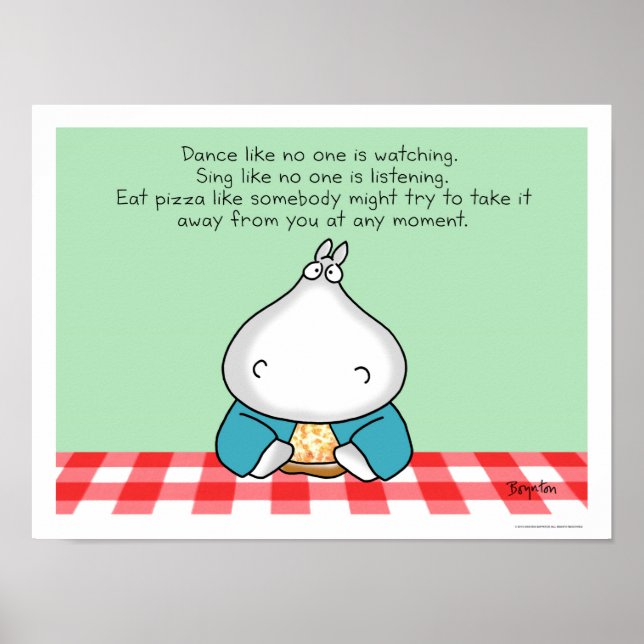 Póster HIPPO CON PIZZA por Sandra Boynton (Frente)
