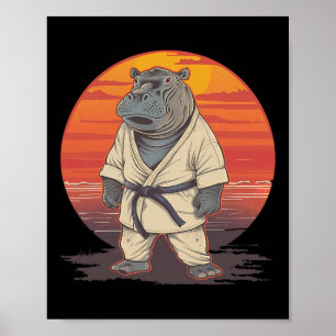 Póster Hippo de Kickboxing Artes Marciales Karate Jiu-jit