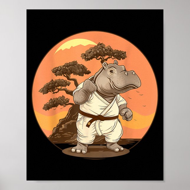 Póster Hippo de Kickboxing Artes Marciales Karate Jiu-Jit (Frente)