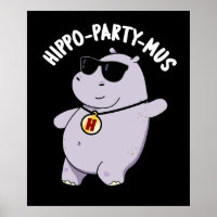 Hippo-fiesta-mus Gracioso Animal Hippo Pun Dark BG