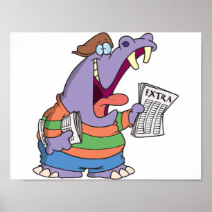 Póster Hippo Newspaper Boy Poster
