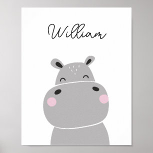 Póster Hippopótamo Animal Nursery Wall Art