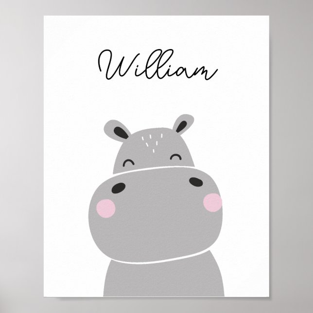 Póster Hippopótamo Animal Nursery Wall Art (Frente)