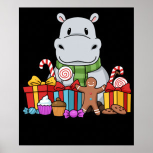 Póster Hippopótamo Regalos Niños Navidades Hippo