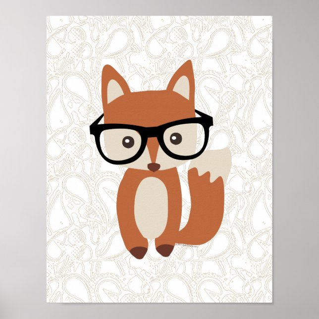 Póster Hipster Baby Fox con gafas (Frente)