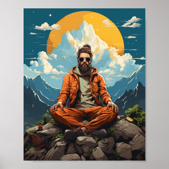 Póster Hipster Buddha En Poster De La Naturaleza (Frente)