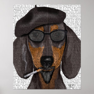 Póster Hipster Dachshund Negro y Tan