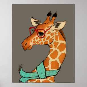 Póster Hipster Giraffe