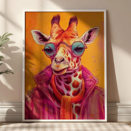 Póster Hipster Giraffe Poster