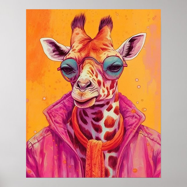 Póster Hipster Giraffe Poster (Frente)