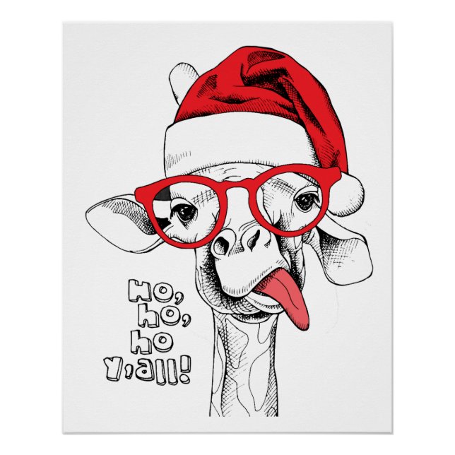 Póster Hipster Navidades Giraffe | Vacaciones (Anverso)