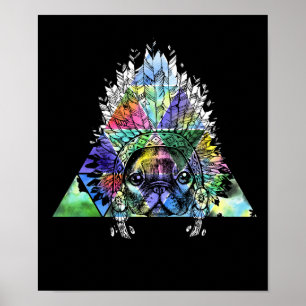 Póster Hipster Perro de Pug Indio