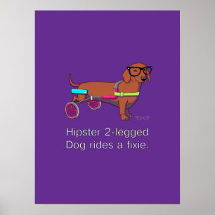 Póster Hipster Poster de perros de 2 patas