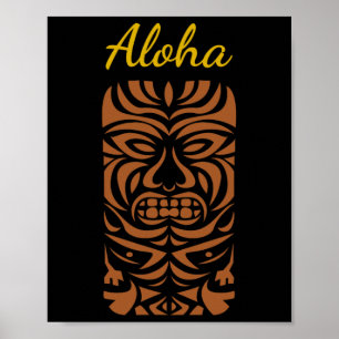 Póster Hípster retro hawaiano tiki polinesio