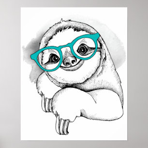 Póster Hipster Sloth