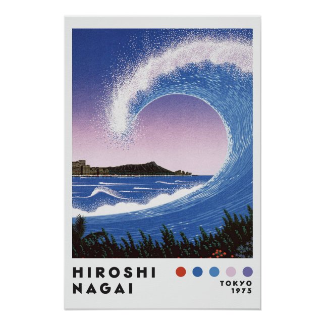 Póster Hiroshi Nagai Inspired Ocean Wave Retro Art Print (Anverso)