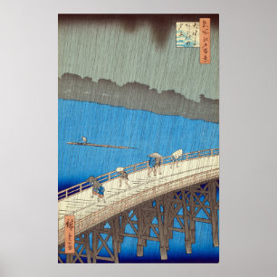 Póster Hiroshige - Ando Downpour En El Puente Ohashi