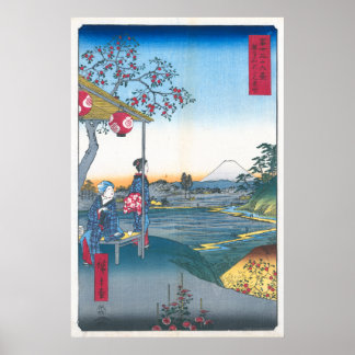 Póster Hiroshige - Casa de té en Zōshigaya
