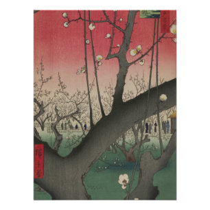 Póster Hiroshige Finca de ciruelos Kameido: Japonés vinta