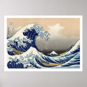 Póster Hiroshige - La Gran Ola De Kanagawa