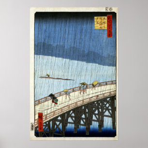 Póster Hiroshige Sudden Shower sobre el puente Shin-Ōashi